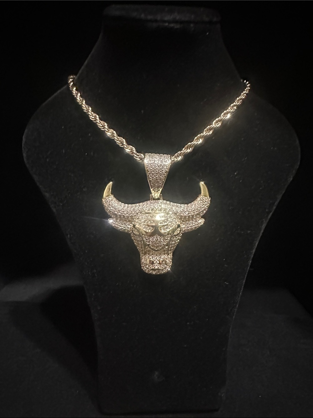 Gold-Tone Bull Head Pendant Necklace